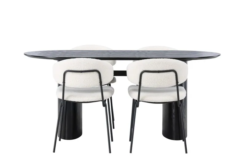 Oval matgrupp Venture Home Vit Svart 4st - Møbler - Bord - Spisegrupper
