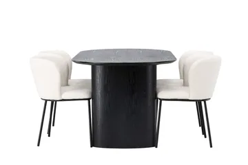 Oval matgrupp Venture Home Vit Svart 4st - Møbler - Bord - Spisegrupper