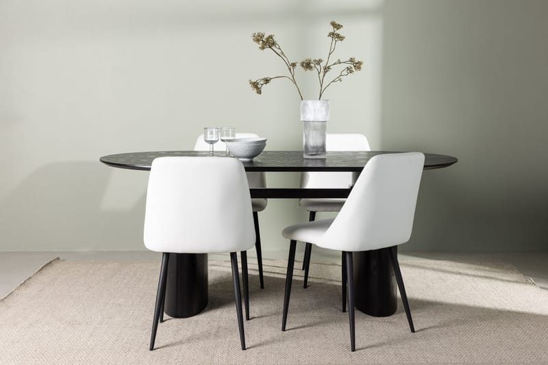 Oval matgrupp Venture Home Vit Svart 4st