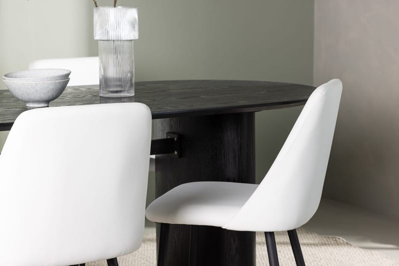 Oval matgrupp Venture Home Vit Svart 4st - Møbler - Bord - Spisegrupper