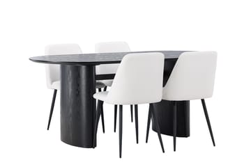 Oval matgrupp Venture Home Vit Svart 4st - Møbler - Bord - Spisegrupper