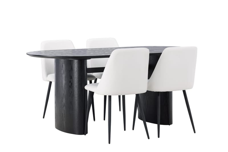 Oval matgrupp Venture Home Vit Svart 4st - Møbler - Bord - Spisegrupper