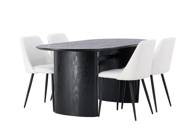 Oval matgrupp Venture Home Vit Svart 4st - Møbler - Bord - Spisegrupper