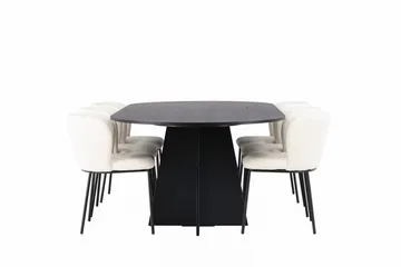 Oval matgrupp Venture Home Vit Svart 6st - Møbler - Bord - Spisegrupper