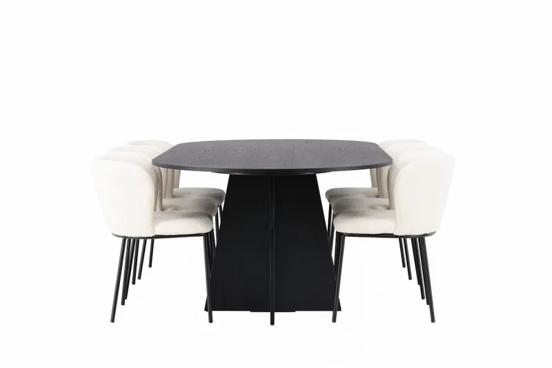 Oval matgrupp Venture Home Vit Svart 6st - Møbler - Bord - Spisegrupper