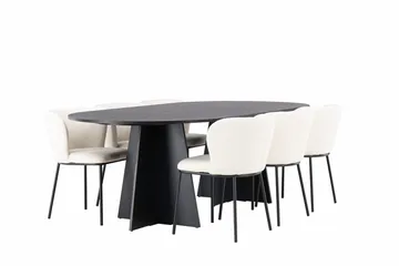 Oval matgrupp Venture Home Vit Svart 6st - Møbler - Bord - Spisegrupper