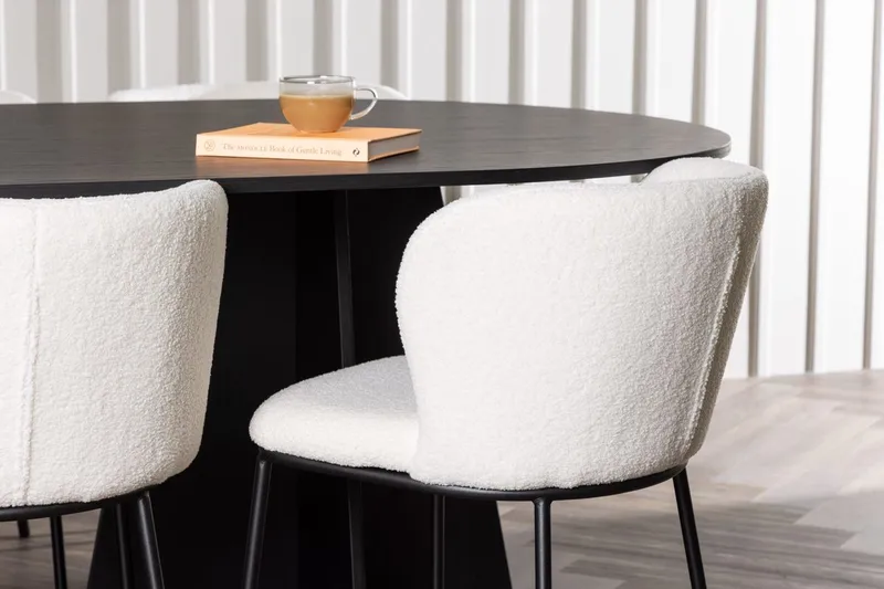 Oval matgrupp Venture Home Vit Svart 6st - Møbler - Bord - Spisegrupper