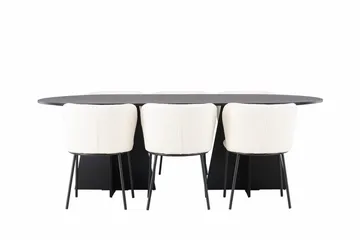 Oval matgrupp Venture Home Vit Svart 6st - Møbler - Bord - Spisegrupper