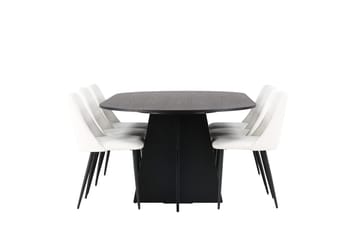 Oval matgrupp Venture Home Vit Svart 6st - Møbler - Bord - Spisegrupper