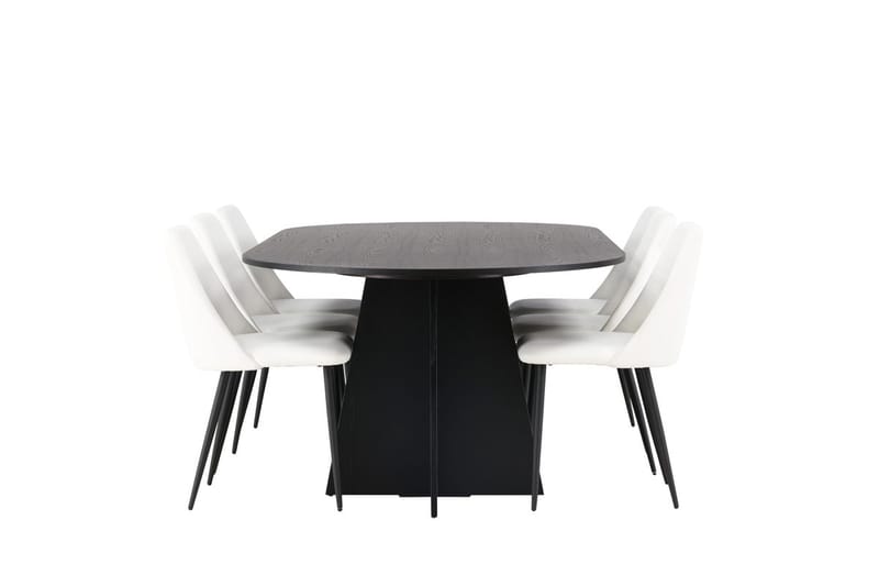 Oval matgrupp Venture Home Vit Svart 6st - Møbler - Bord - Spisegrupper