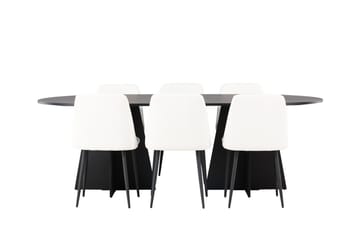 Oval matgrupp Venture Home Vit Svart 6st - Møbler - Bord - Spisegrupper