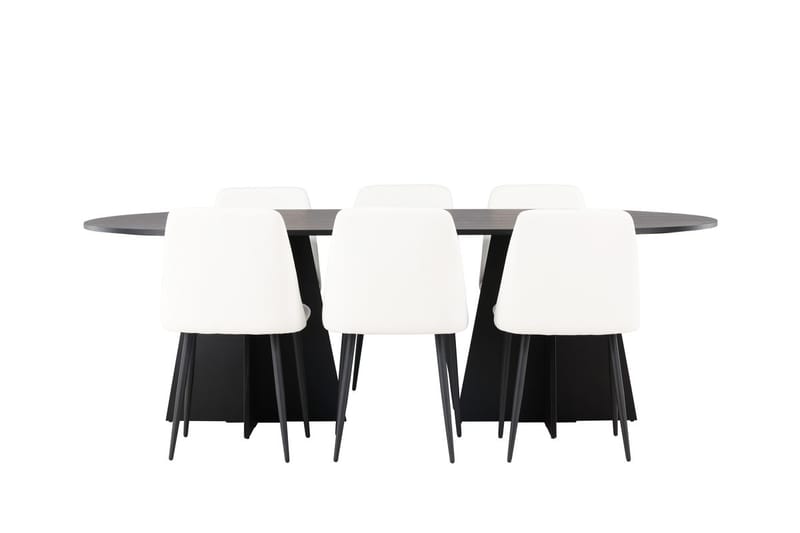 Oval matgrupp Venture Home Vit Svart 6st - Møbler - Bord - Spisegrupper