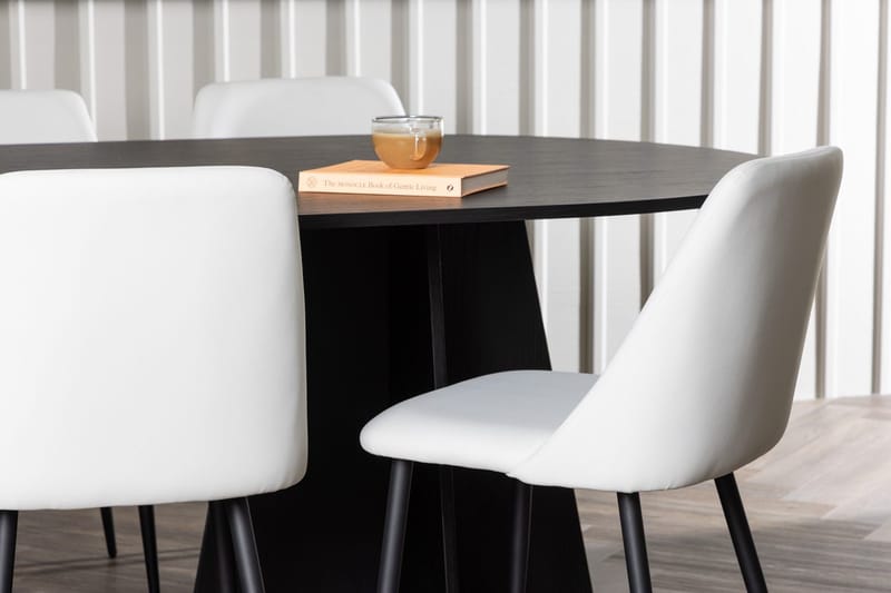 Oval matgrupp Venture Home Vit Svart 6st - Møbler - Bord - Spisegrupper