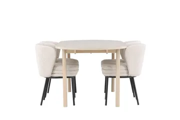 Oval matgrupp Venture Home Vit Vitputsad 4st - Møbler - Bord - Spisegrupper