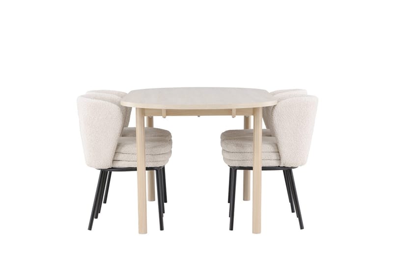 Oval matgrupp Venture Home Vit Vitputsad 4st - Møbler - Bord - Spisegrupper