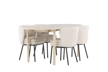 Oval matgrupp Venture Home Vit Vitputsad 4st - Møbler - Bord - Spisegrupper