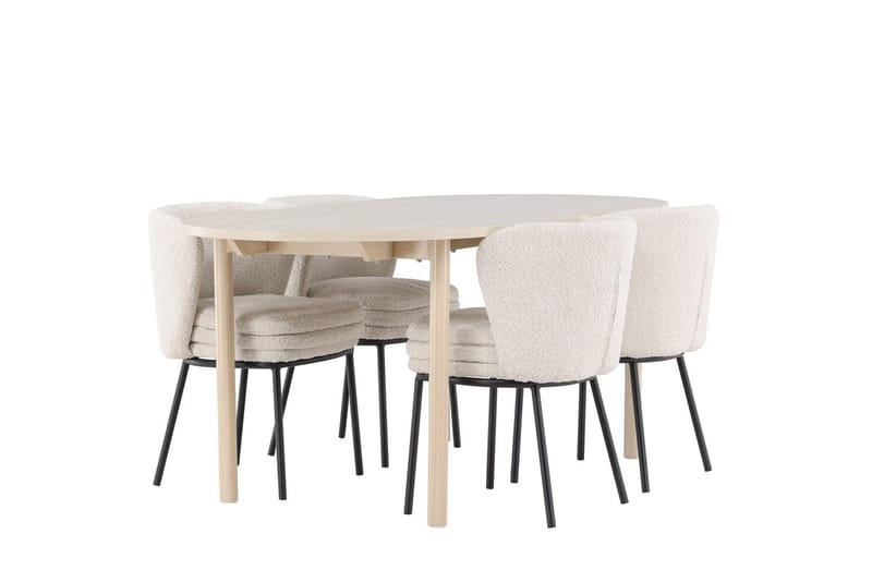 Oval matgrupp Venture Home Vit Vitputsad 4st - Møbler - Bord - Spisegrupper