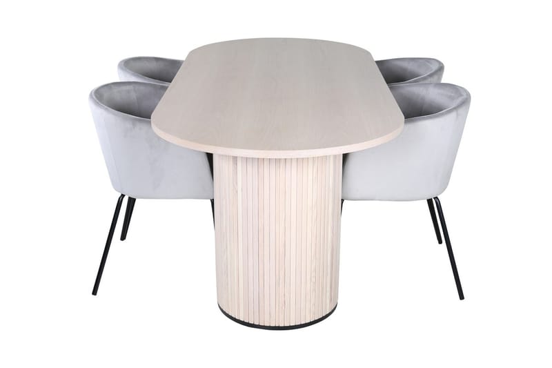 Oval spisegruppe Venture Home Bianca, Berit Grå Hvitlasert 4 stk - Møbler - Bord - Spisegrupper