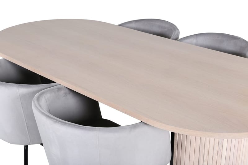 Oval spisegruppe Venture Home Bianca, Berit Grå Hvitlasert 4 stk - Møbler - Bord - Spisegrupper