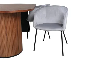 Oval spisegruppe Venture Home Bianca, Berit - valnøtt og lysgrå - Møbler - Bord - Spisegrupper