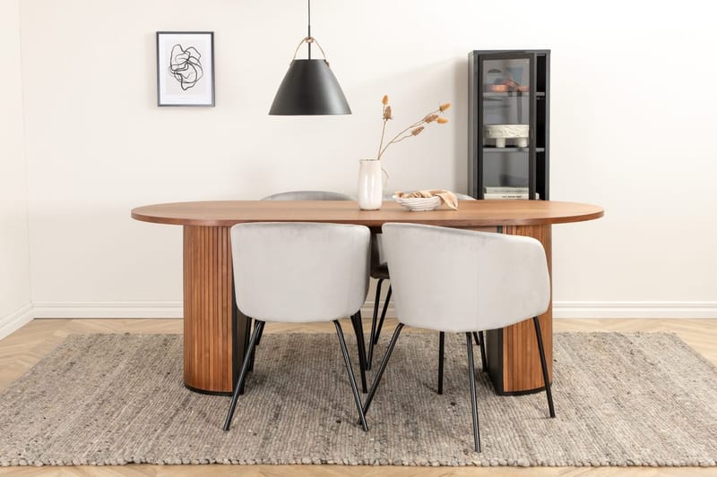 Oval spisegruppe Venture Home Bianca, Berit - valnøtt og lysgrå - Møbler - Bord - Spisegrupper