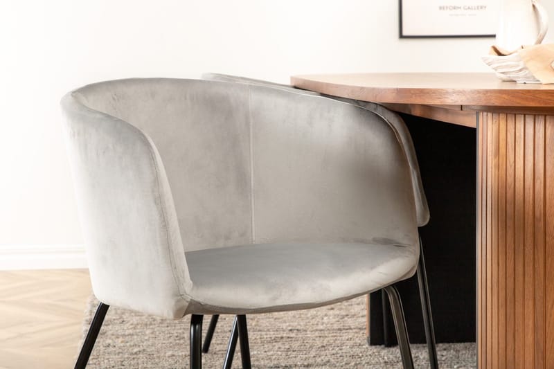 Oval spisegruppe Venture Home Bianca, Berit - valnøtt og lysgrå - Møbler - Bord - Spisegrupper