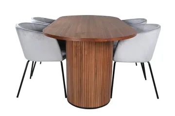 Oval spisegruppe Venture Home Bianca, Berit - valnøtt og lysgrå - Møbler - Bord - Spisegrupper