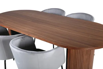 Oval spisegruppe Venture Home Bianca, Berit - valnøtt og lysgrå - Møbler - Bord - Spisegrupper