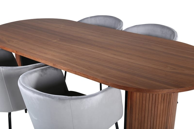 Oval spisegruppe Venture Home Bianca, Berit - valnøtt og lysgrå - Møbler - Bord - Spisegrupper