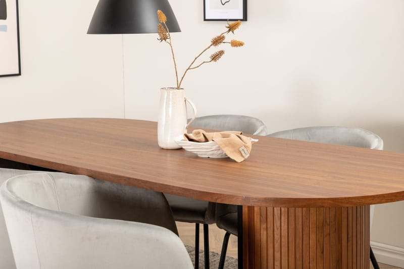 Oval spisegruppe Venture Home Bianca, Berit - valnøtt og lysgrå - Møbler - Bord - Spisegrupper