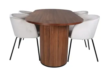 Oval spisegruppe Venture Home Bianca, Berit - valnøttfarget, beige og svart - Møbler - Bord - Spisegrupper