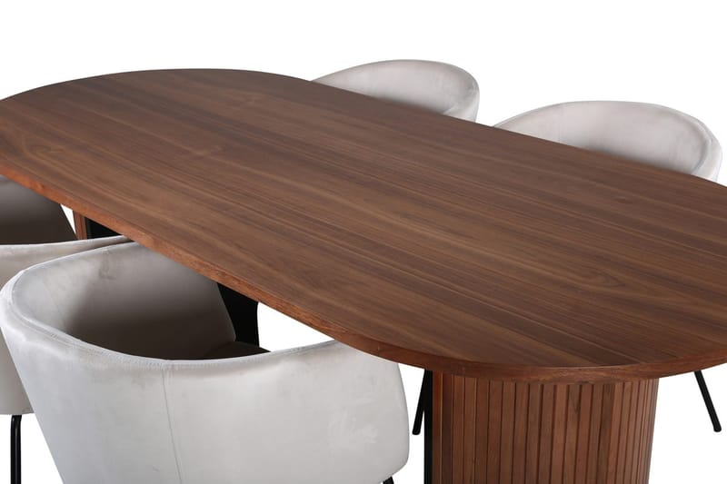 Oval spisegruppe Venture Home Bianca, Berit - valnøttfarget, beige og svart - Møbler - Bord - Spisegrupper