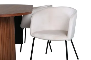 Oval spisegruppe Venture Home Bianca, Berit - valnøttfarget, beige og svart - Møbler - Bord - Spisegrupper