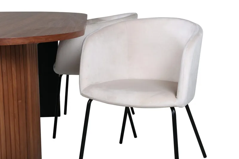 Oval spisegruppe Venture Home Bianca, Berit - valnøttfarget, beige og svart - Møbler - Bord - Spisegrupper