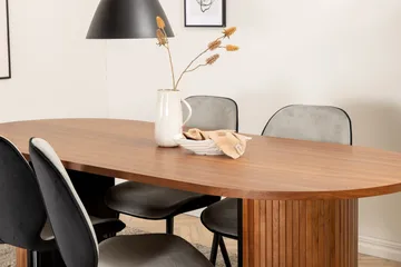 Oval spisegruppe Venture Home Bianca, Emma Natur - valnøttfarget, lys grå, svart - Møbler - Bord - Spisegrupper