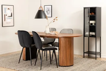 Oval spisegruppe Venture Home Bianca, Emma Natur - valnøttfarget, lys grå, svart - Møbler - Bord - Spisegrupper