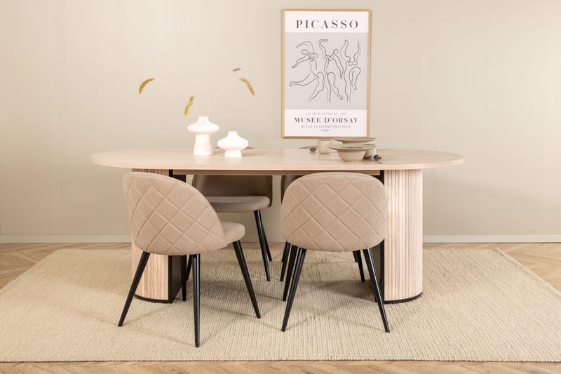 Oval spisegruppe Venture Home Bianca, Velvet Hvitlasert - Møbler - Bord - Spisegrupper