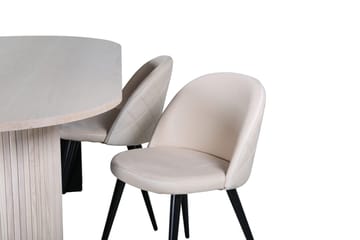 Oval spisegruppe Venture Home Bianca, Velvet Hvitlasert - Møbler - Bord - Spisegrupper