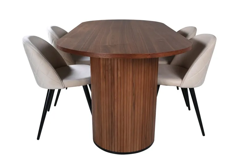 Oval spisegruppe Venture Home Bianca, Velvet Mørkt tre - Møbler - Bord - Spisegrupper