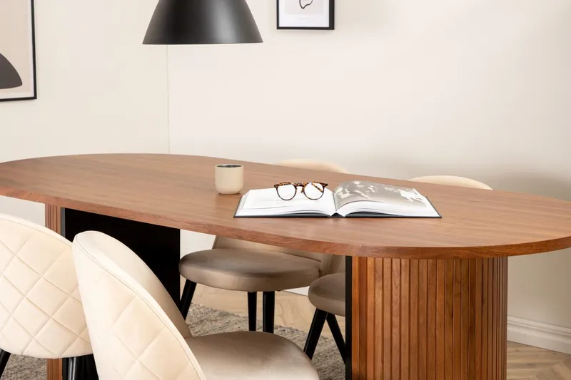 Oval spisegruppe Venture Home Bianca, Velvet Mørkt tre - Møbler - Bord - Spisegrupper