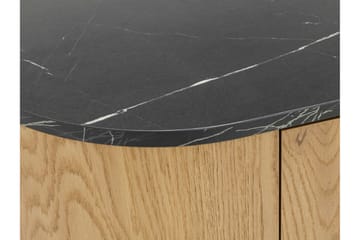 Pantego Ovalt Sofabord 100 cm med Hyller og Marmormønstret Plate i Tre - Sort - Møbler - Bord - Sofabord