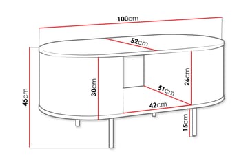 Pantego Ovalt Sofabord 100 cm med Hyller og Marmormønstret Plate i Tre - Sort - Møbler - Bord - Sofabord