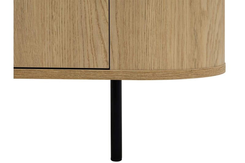 Pantego Ovalt Sofabord 100 cm med Hyller og Marmormønstret Plate i Tre - Sort - Møbler - Bord - Sofabord