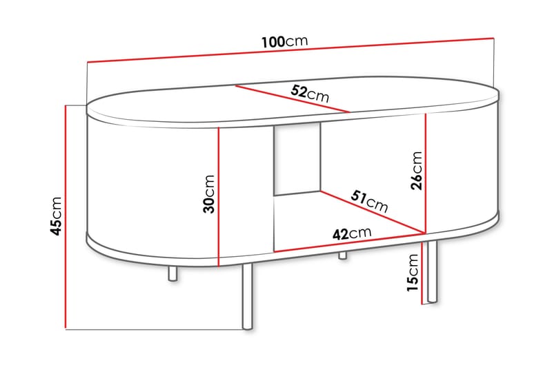 Pantego Sofabord 100x52 cm - Brun - Møbler - Bord - Sofabord