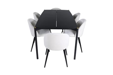 Pelle Spisegruppe 190 cm Rektangulær med 6 Velvet-stoler - Beige - Møbler - Bord - Spisegrupper
