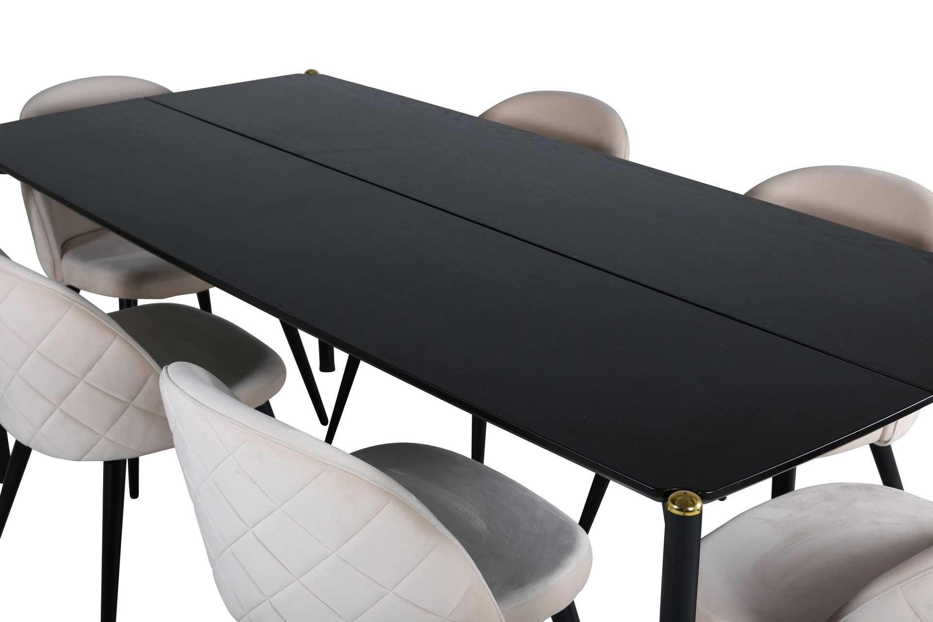 Pelle Spisegruppe 190 cm Rektangulær med 6 Velvet-stoler - Beige - Møbler - Bord - Spisegrupper