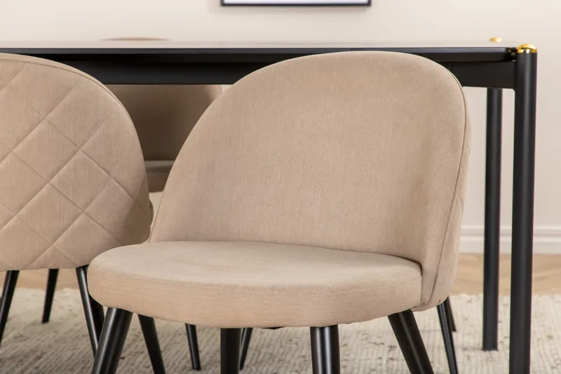 Pelle Spisegruppe 190 cm Rektangulær med 6 Velvet-stoler - Beige - Møbler - Bord - Spisegrupper