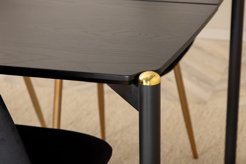 Pelle Spisegruppe 190 cm Rektangulær med 6 Polar-stoler - Sort/Guld - Møbler - Bord - Spisegrupper