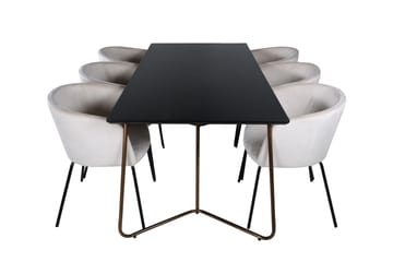 Petra Spisegruppe 190 cm Rektangulær med 6 Berit Stoler - Beige - Møbler - Bord - Spisegrupper