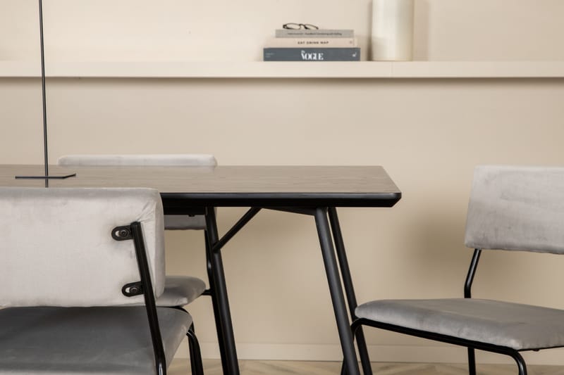 Petra Spisegruppe 190 cm Rektangulær med 6 Kenth Stoler - Sort - Møbler - Bord - Spisegrupper